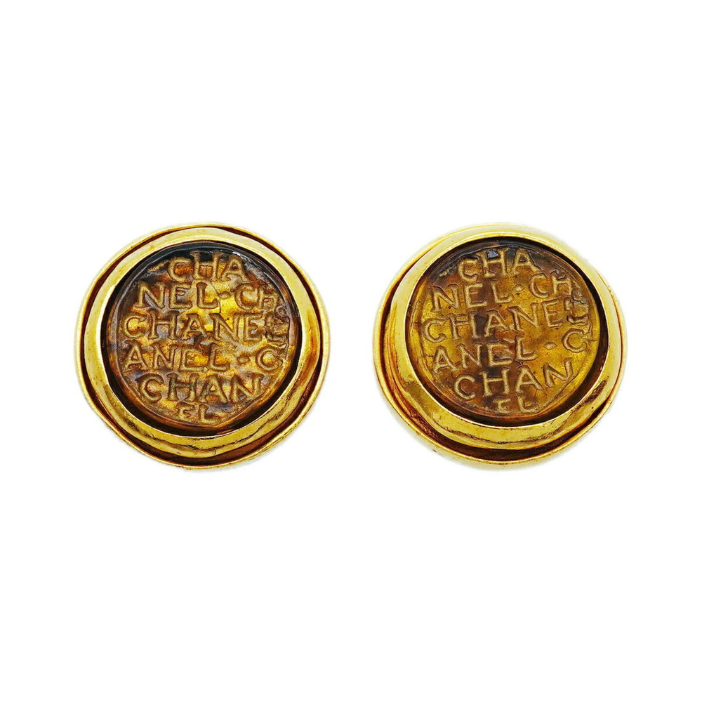 Chanel earrings, Coco Mark, Circle, GP plated, gold, women's.